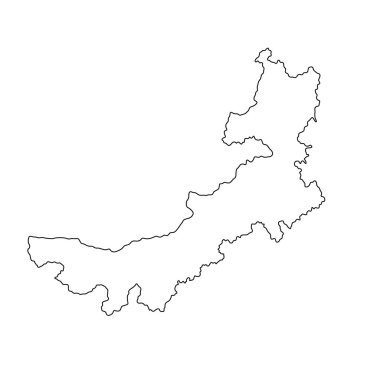 Moğolistan Eyaleti harita vektör silueti çizimi beyaz arkaplan üzerinde izole edilmiş, Çin bölgesi haritası. İç Moğolistan sınır çizgisi şekli.