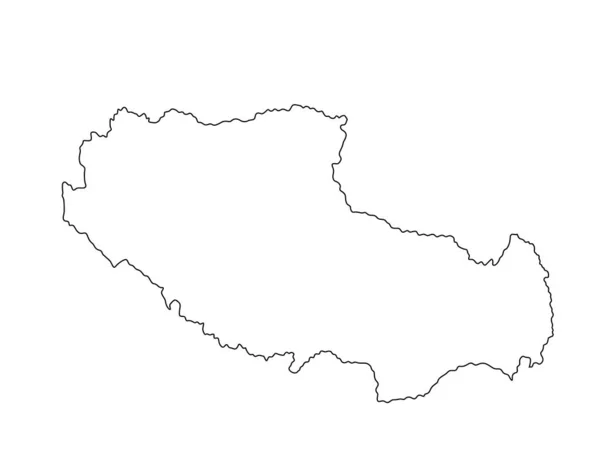 Provinz Tibet Karte Vektor Silhouette Illustration Isoliert Auf Weißem Hintergrund — Stockvektor