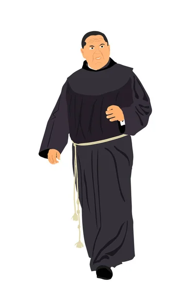 Monje Franciscano Sacerdote Católico Ilustración Vectorial Aislado Sobre Fondo Blanco — Vector de stock