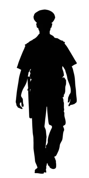 Policeman Officer Duty Vector Silhouette Illustration Isolated White Background Police — Stock Vector