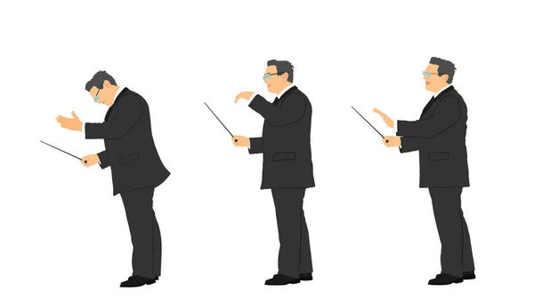 Illustration Des Musikdirigenten Vektors Isoliert Auf Weißem Hintergrund Philharmonischer Leiter — Stockvektor