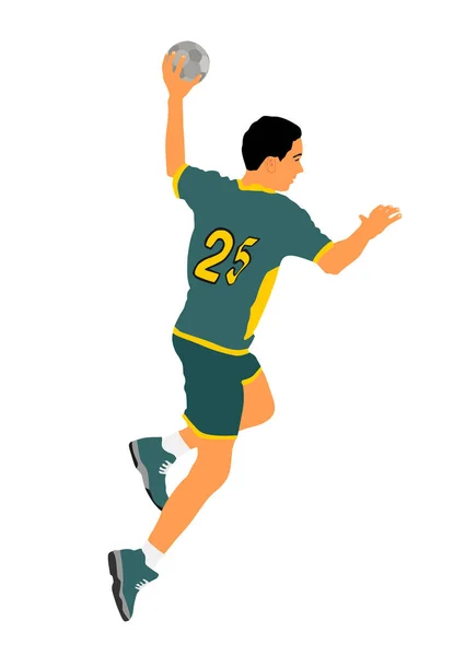 Handbollsspelare Aktion Vektor Illustration Elegant Kropp Sport Figur Dynamisk Idrottsman — Stock vektor