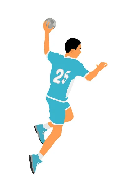 Handball Player Action Vector Illustration Elegant Body Sport Figure Dynamic — Stock Vector