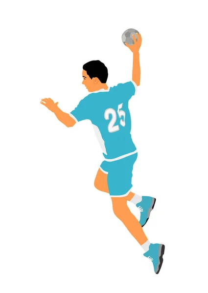 Joueur Handball Action Illustration Vectorielle Elégante Silhouette Sport Corporel Athlète — Image vectorielle