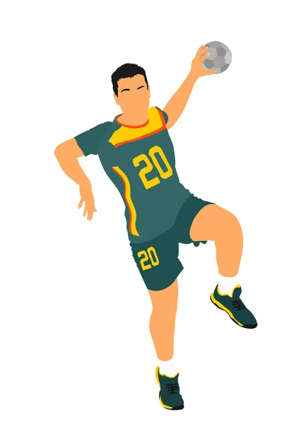 Handbollsspelare Aktion Vektor Illustration Elegant Kropp Sport Figur Dynamisk Idrottsman — Stock vektor