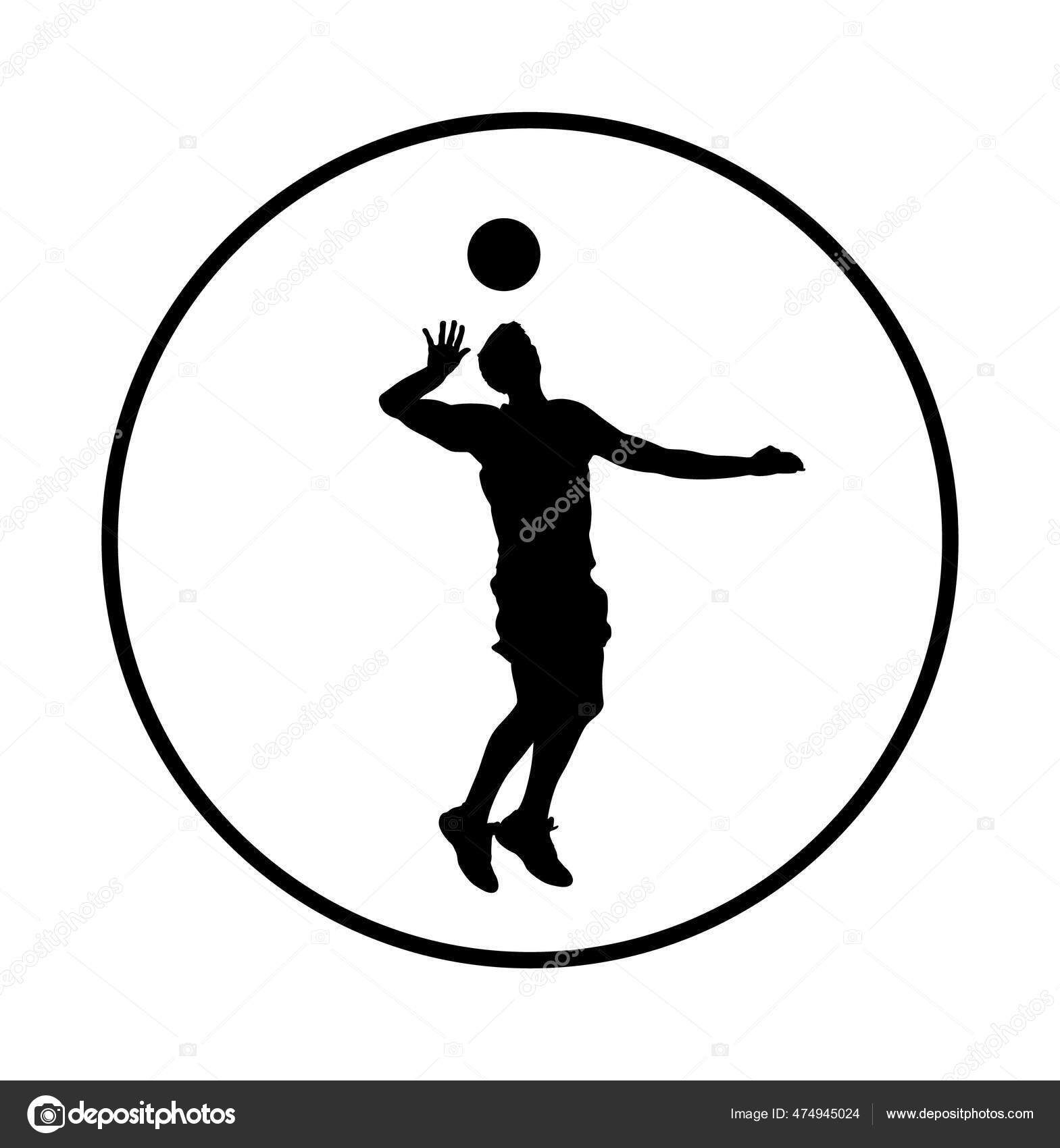 Иллюстрация Векторного Силуэта Волейболиста Изолирована Белом Фоне  Волейбольный Мальчик Действии Векторное изображение ©Dovla982 474945024