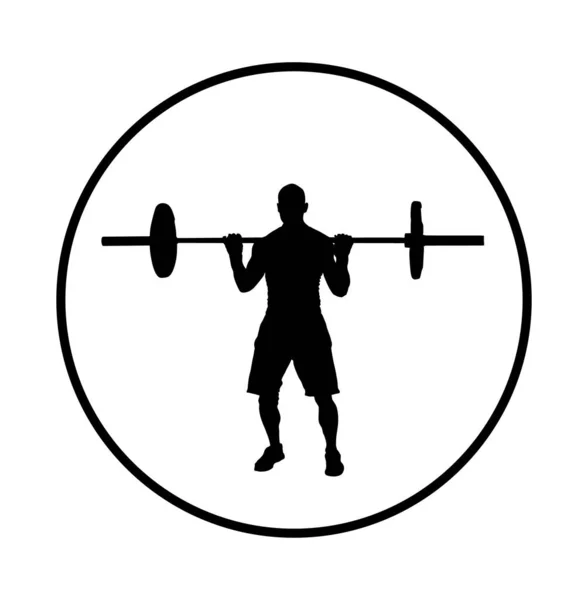 Styrkelyftare Gym Vektor Siluett Illustration Isolerad Vitt Tränar Tyngdlyftning Pojken — Stock vektor