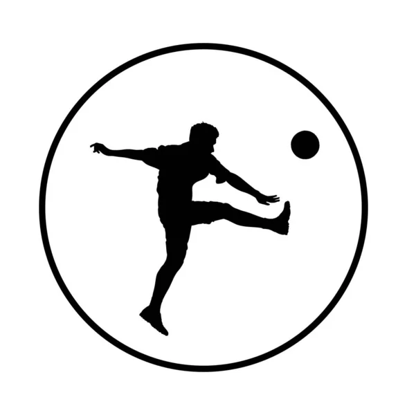 Fußballspieler Silhouette Vektor Illustration Isoliert Auf Weißem Hintergrund Fußballer Kicken — Stockvektor
