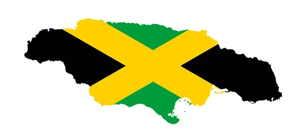 Jamaica Map Flag Vector Silhouette Illustration Isolated White Background Caribbean — Stock Vector