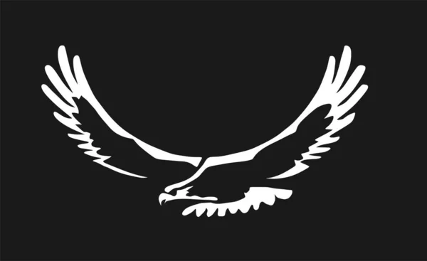 Spread Wings Eagle Vector Silhouette Illustration Isolated Black Background Predator — Stock vektor