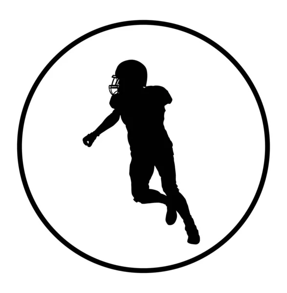 American Football Player Action Vector Silhouette Isolated White Background Sportsman — Stock Vector