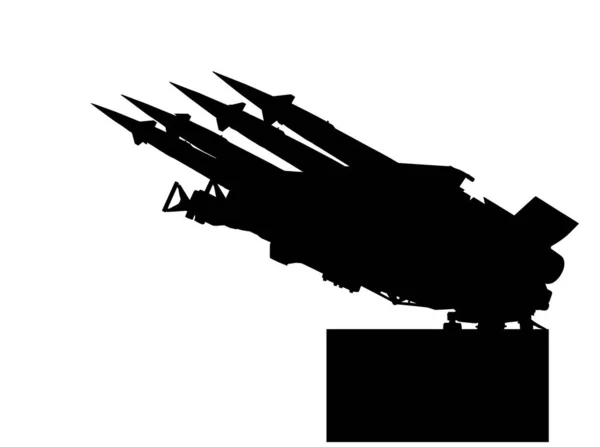 Иллюстрация Векторного Силуэта Пусковой Установки Артиллерии Ракетная Платформа Ядерной Бомбой — стоковый вектор