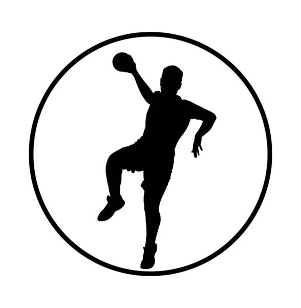 Handballer Aktion Vektor Silhouette Illustration Elegante Figur Schwarzer Schatten Dynamischer — Stockvektor