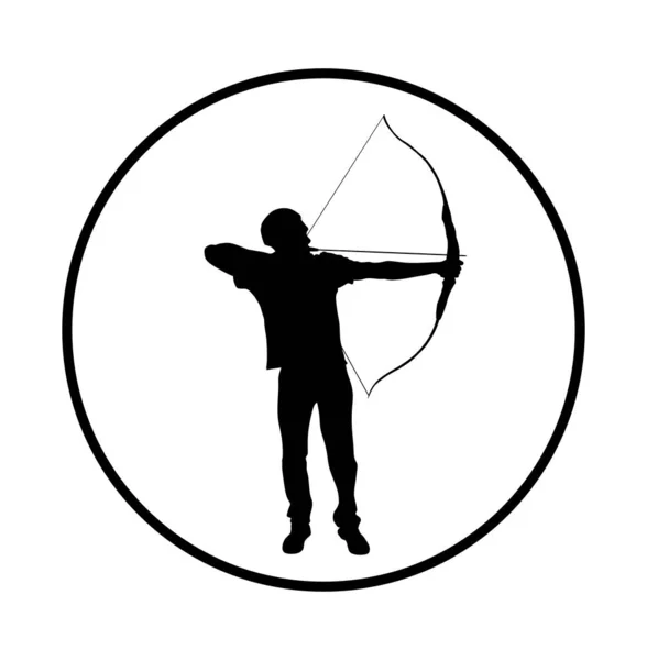 在白色背景上孤立的箭头矢量轮廓图 猎人在打猎 弓和箭 户外运动 — 图库矢量图片