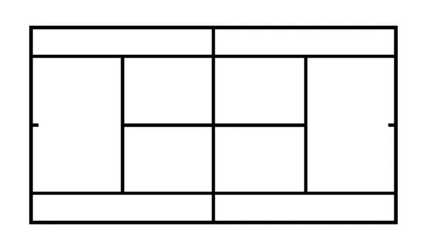 Diagramm Des Tennisplatzvektors Isoliert Auf Weißem Hintergrund Symbolbild Tennisfeld Entwurf — Stockvektor