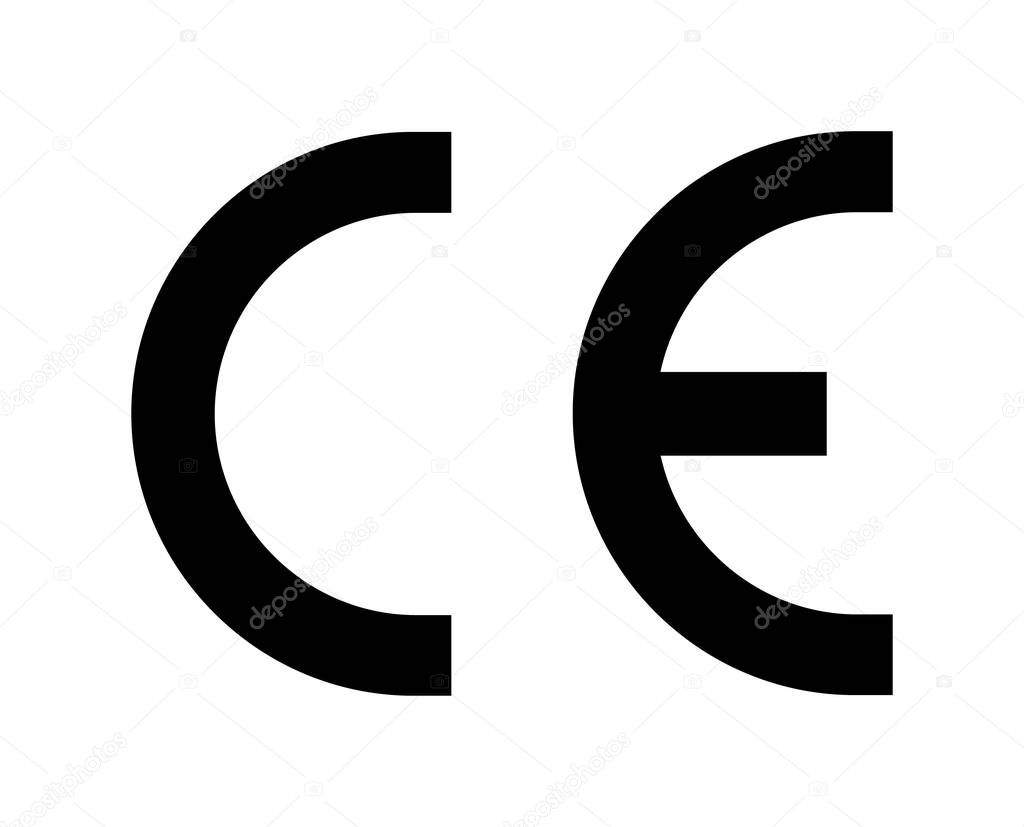 CE mark symbol vector illustration isolated on white background. Certification mark sign. CE European Conformity certification mark.
