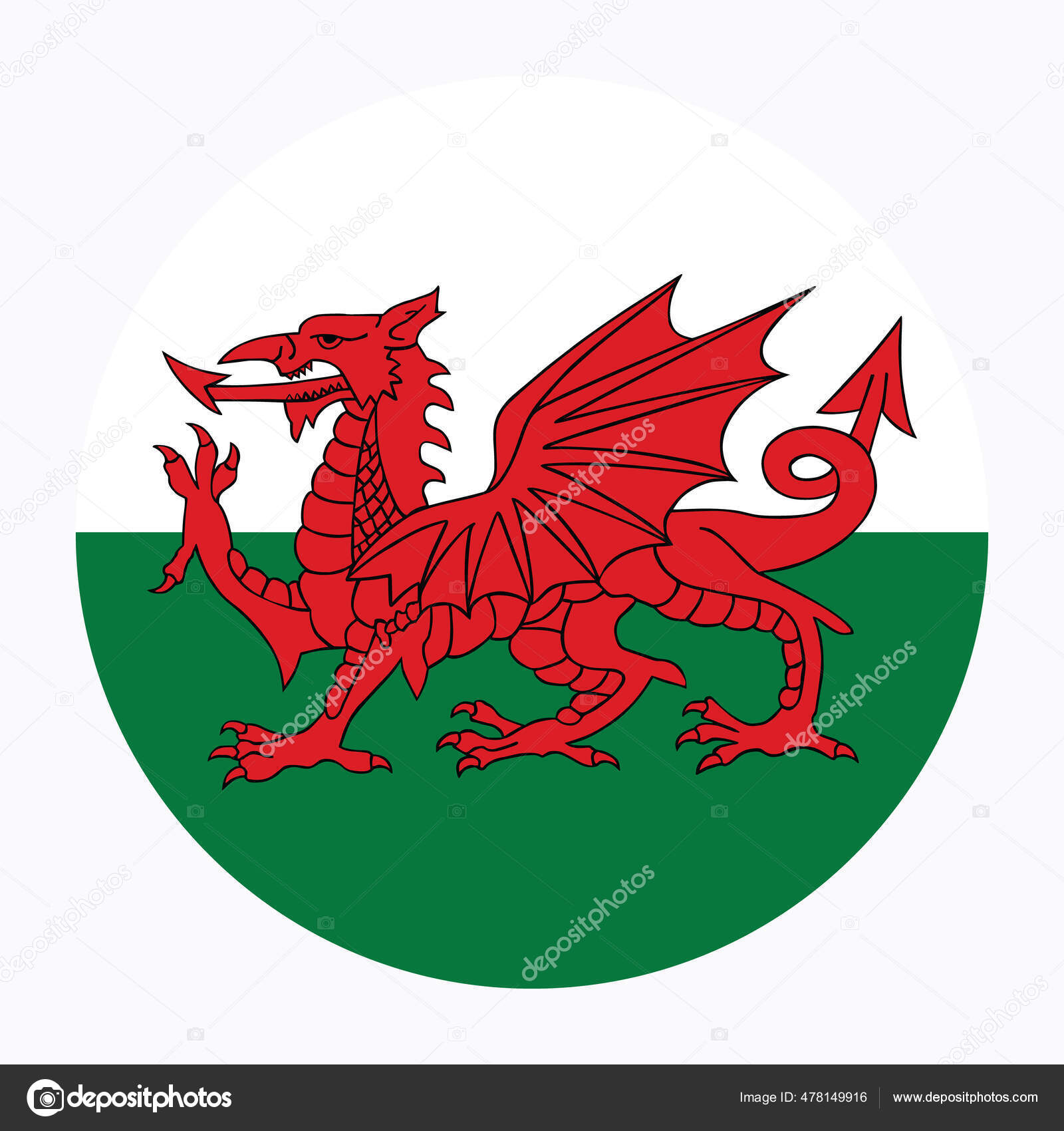 웨일스의 배경에 고립되어 있습니다 웨일스 문장의 문장에 반사기 스톡 벡터 - ©Dovla982 478149916, image size:1600x1700