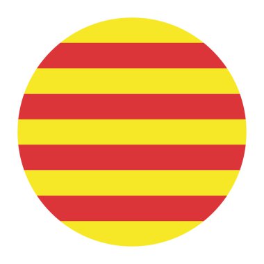 Katalonya bayrak taşıyıcısı. Katalonya daire rozeti resmi renk ve oranlarda izole edilmiş vektör düzgünce.