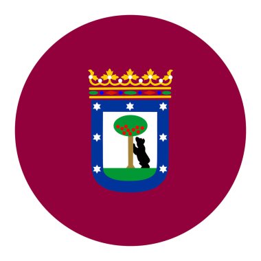 Madrid şehri vektör dairesi bayrağı. İspanya 'nın başkenti bayrak illüstrasyonu. 