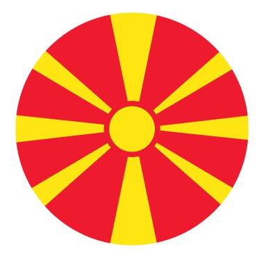 Kuzey Makedonya vekil rozeti. Makedon bayrak dairesi bayrak taşıyıcısı. Eski Yugoslavya Cumhuriyeti. Balkan ülkesi.