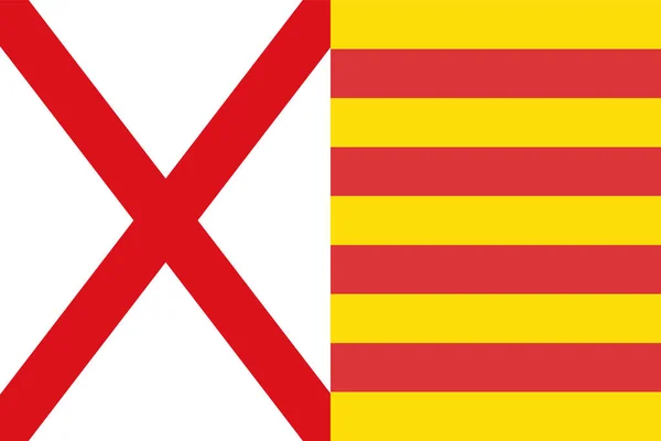 Ilustrasi Bendera Hospitalet Llobregat Provinsi Barcelona Catalunya - Stok Vektor