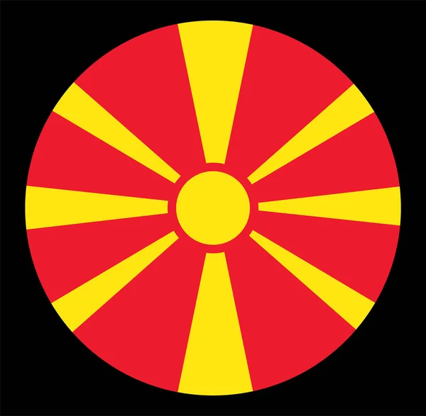 北マケドニアのベクトル旗バッジ マケドニアの旗サークルバナーベクトル 旧ユーゴスラビア共和国 バルカン諸国 — ストックベクタ