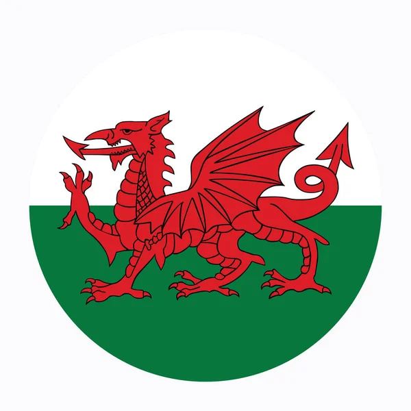 Vectorvlag Van Wales Cirkelzegel Nationaal Embleem Geïsoleerd Witte Achtergrond Vector — Stockvector