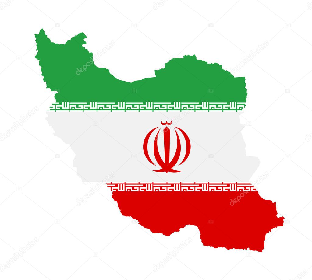 Islamic Republic of Iran vector map flag high detailed silhouette illustration isolated on white background. Middle East country symbol.