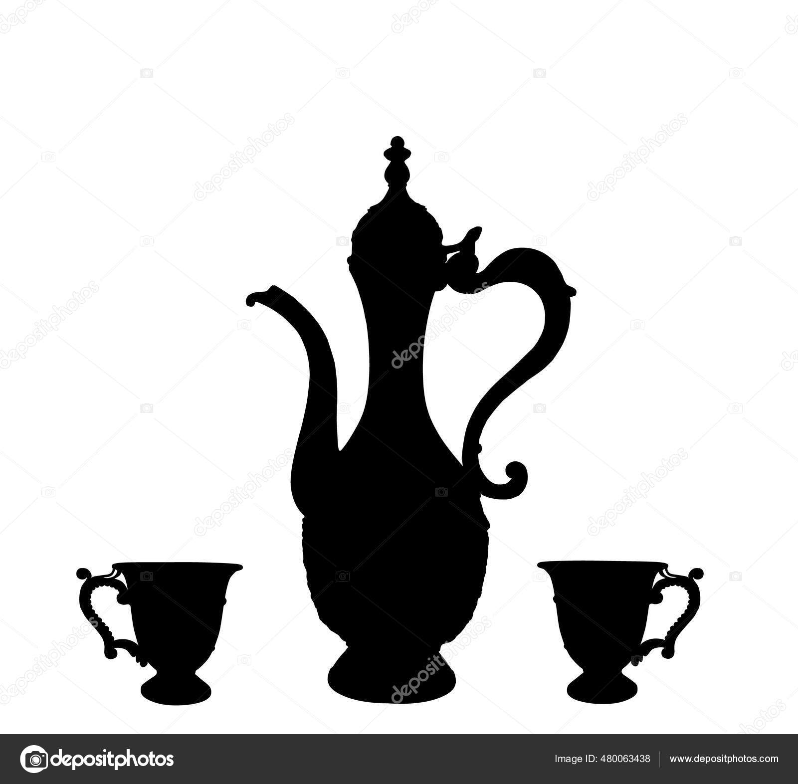 Cup and glass slow high shape line contour set Vector Image
