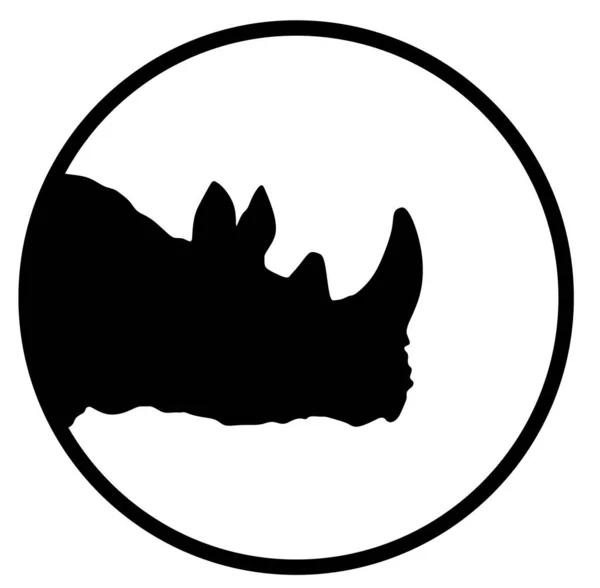 Testa Rinoceronte Silhouette Vettoriale Illustrazione Isolata Sfondo Bianco Rinoceronte Animale — Vettoriale Stock