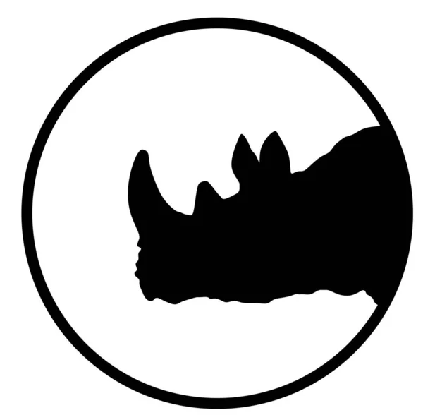 Cabeza Silueta Vectorial Rinoceronte Ilustración Aislada Sobre Fondo Blanco Rhino — Vector de stock