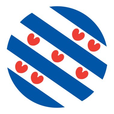 Friesland veya Frizya 'nın daire vektör bayrağı Hollanda' nın kuzeybatısında bulunan bir vilayet. Friesland rozet sembolü.