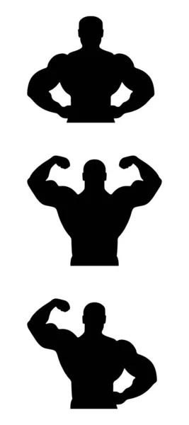 Muskulöse Bodybuilder Vektor Silhouette Illustration Isoliert Auf Weißem Hintergrund Sportler — Stockvektor