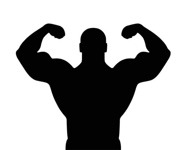 肌肉健美者矢量轮廓说明孤立于白色背景 运动员强壮的胳膊 健美运动员展示肌肉 — 图库矢量图片