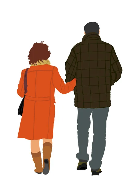 Heureux Couple Âgé Tenant Les Mains Illustration Vectorielle Isolé Sur — Image vectorielle