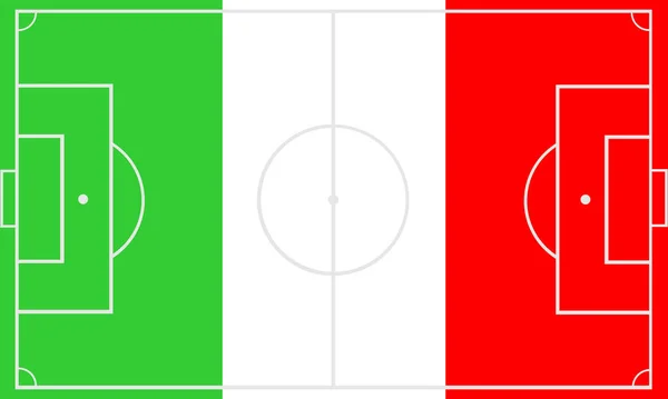 Bandera Italia Sobre Fútbol Campo Fútbol Vector Ilustración Mesa Entrenador — Archivo Imágenes Vectoriales