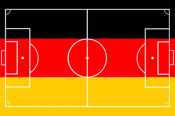 Флаг Германии Над Векторной Иллюстрацией Футбольного Поля Тренерский Стол Тактического — стоковый вектор