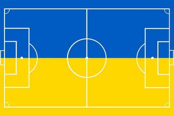 Bandera Ucrania Sobre Fútbol Campo Fútbol Vector Ilustración Mesa Entrenador — Archivo Imágenes Vectoriales