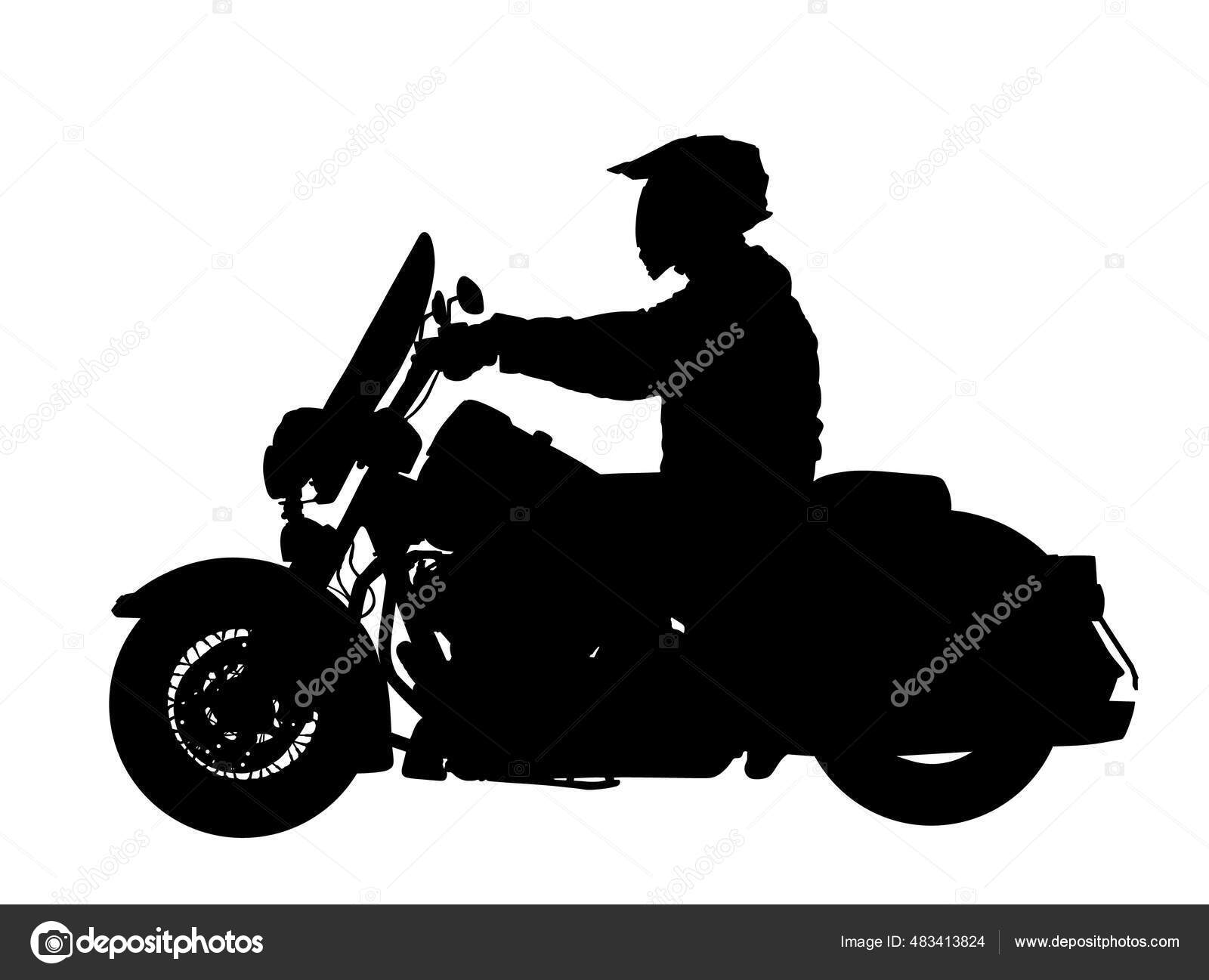 Desenho de motociclista de motocicleta de passeio de homem