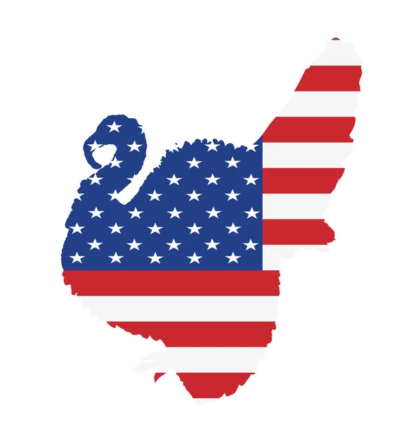 United States America Flag Turkey Vector Illustration Isolated White Background — Stock Vector