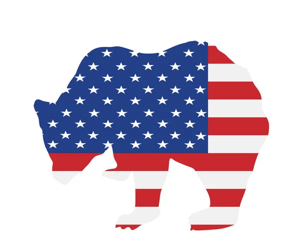 United States America Flag Bear Vector Illustration Isolated White Background — Stock Vector