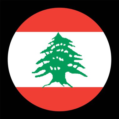 Lübnan vektör çemberi siyah arkaplanda izole edildi. Asya ülkesi. Orta Doğu Eyaleti. Lübnan rozet sancağı.