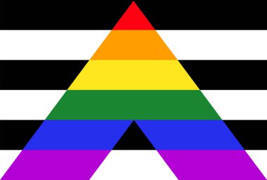 Düz ittifak bayrağı çizimi. Dürüst müttefik gurur sembolü. Cinsel kimlik. Neşeli gurur.