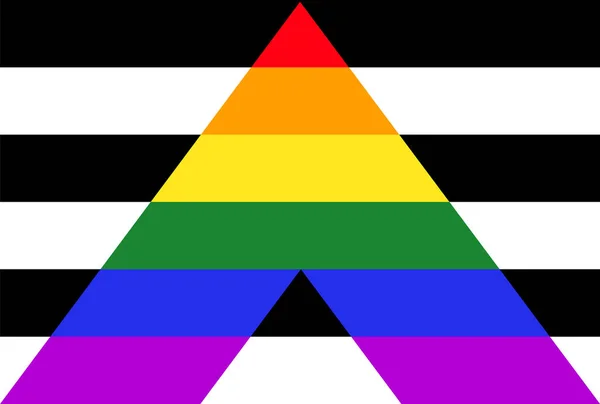 Ilustrasi Vektor Bendera Aliansi Lurus Simbol Kebanggaan Sekutu Identitas Seksual - Stok Vektor