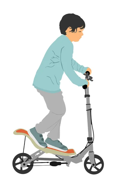 Niño Montando Scooter Ilustración Vectorial Aislado Sobre Fondo Blanco Niños — Vector de stock