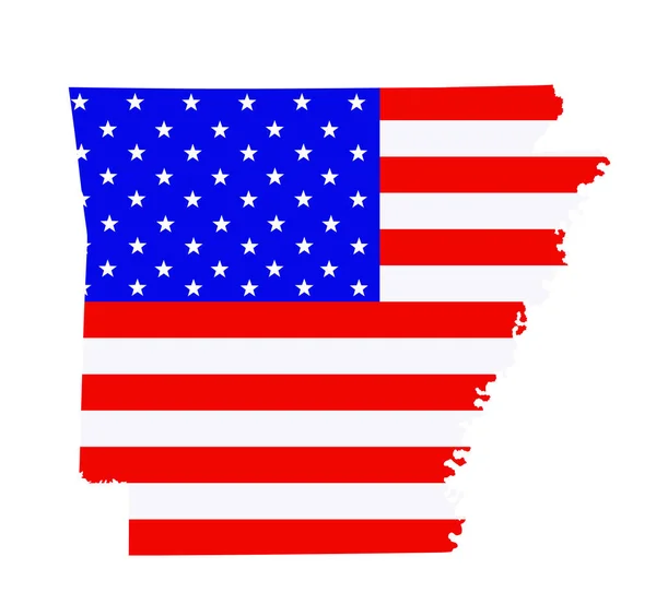 Ilustración Silueta Vectorial Del Mapa Estatal Arkansas Bandera Estados Unidos — Vector de stock