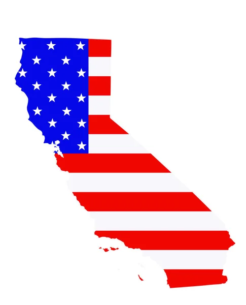 Estado California Mapa Vector Silueta Ilustración Bandera Los Estados Unidos — Vector de stock