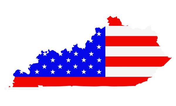 Kentucky Tillstånd Karta Vektor Siluett Illustration Amerikas Förenta Stater Flagga — Stock vektor