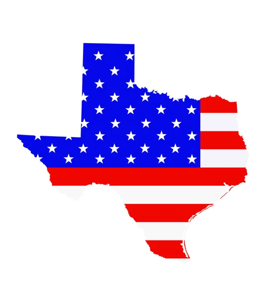 Texaská Státní Mapa Vektorové Siluety Ilustrace Americká Vlajka Nad Mapou — Stockový vektor