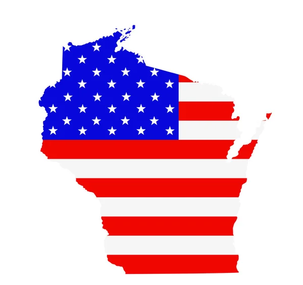 Illustration Silhouette Vectorielle Carte État Wisconsin Drapeau Des États Unis — Image vectorielle